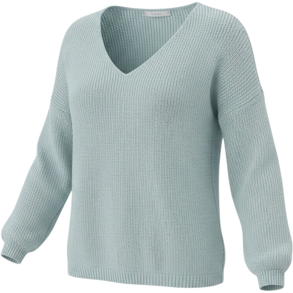 Gigi Moda Sweater Women OS Light Blue Open Knit V-Neck Modal Blend Made In Italy